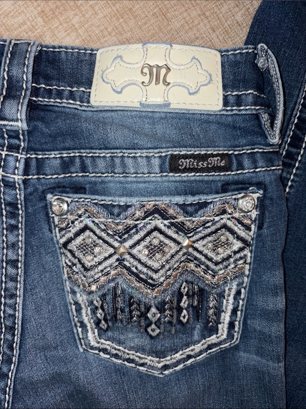 Miss Me Dark Blue Washed Skinny Jeans